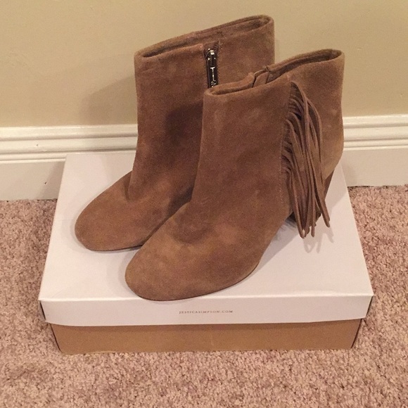 Jessica Simpson Suede Fringe Booties Sz 7.5 - Picture 2 of 8